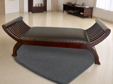 Load image into Gallery viewer, Elegant Handcrafted Wooden Bench with Leather Cushion