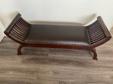 Load image into Gallery viewer, Elegant Handcrafted Wooden Bench with Leather Cushion