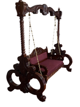 Load image into Gallery viewer, Free Standing Akashiya Wood Big Swing with cream Cushion