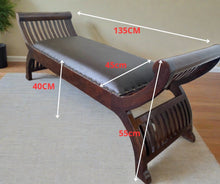 Load image into Gallery viewer, Elegant Handcrafted Wooden Bench with Leather Cushion
