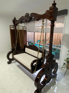 Free Standing Akashiya Wood Big Swing with  cream Cushion