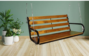 Aston Metal Hanging Swing with Saag Wood