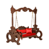 Free Standing Akashiya Wood Big Swing with Red Cushion